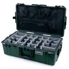 Trekking green & Black Pelican 1615 case with grey dividers. With mesh lid org.