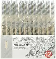 12Pcs Fineliner Pens Set, Waterproof Manga Markers Pen Hand-painted Micro-line Pen Quick Drying Sketch Pens Set Black Fine Line Pen Artist Supplies for Artist Illustration Anime Sketching
