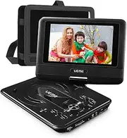 UEME 7 Inch Portable Minidisc Player for Kids with Rechargeable Battery, Swivel Screen, Support DVD /CD/ SD Card Slot/USB Port, Power Adaptor, Car Charger with Headrest Mount Holder, Region Free BLACK
