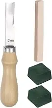 uxcell 5pcs Leather Edge Beveler 12mm Wide Mouth Leather Edge Skiving Tool with 2 Side Whetstone Polishing Compound for Leather Working Tool Skiver DIY Leathercraft Cutting