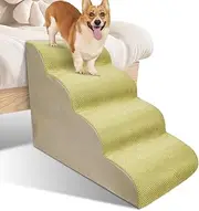 4-Step Dog Stairs, Non-Slip Pet Stairs with Fabric Cover & Storage Bags, High Density Sponge Dog Cat Ramp for Old Dogs