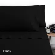 250TC Polyester Cotton Sheet Set Double (Black, Charcoal, Navy, Sky Blue, Steel, Taupe)
