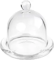 KVMORZE Glass Dessert Dome with Base, Mini Decorative Cake Tray with Glass Dome Cover, Cake Fruit Display Server Tray for Kitchen, Party, Weddings, Appetizer Dessert and Cheese Serving Platter