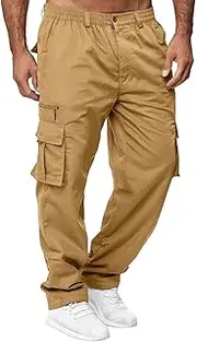 [Generic] Men Outdoor Cargo Pant Lightweight Tactical Pant Hiking Jogger Classic Fit Multi Pockets
