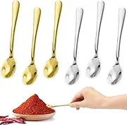 FLEXNOVA Mini Spoon Stainless Steel Pack of 6 Spice Spoons Mini Size 7.5 cm Small Spoon Stainless Steel Tiny Spoon Salt Spoon for Spice Jars Spices Salt Sugar Gold and Silver