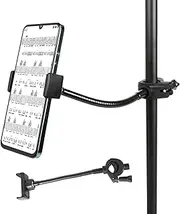 GkgWuxf Smartphone holder for microphone stand, flexible adjustable mobile phone holder for stand, adjustable holder with long gooseneck arm for drums, music studio