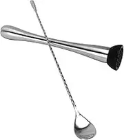 2Pcs Stainless Steel Ice Hammer and Food Muddler Pestle Mixing Spoon for Cocktail Preparation and Home Bar Use