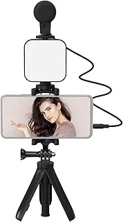 Labymos Smartphone Vlogging Kit Tr Phone Holder + Microphone + Video Light + Clip + 3.5mm TRS to TRRS o Cable for Live Stream Video