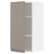 METOD wall cabinet with shelves, white/Upplöv matt dark beige, 40x37x80 cm
