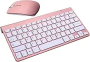 ELAYARD 2.4G Wireless Keyboard and Mouse Ultra Thin Compact Design Sleek Rose Gold Finish for Home Office Compatible with Computers and Tablets