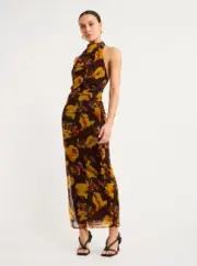 BNWT SIR THE LABEL JACQUES MESH HALTER MIDI DRESS - SIZE 0P/4 AU/0 US (RRP $420)