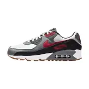 Mens Nike Air Max 90 White/ Grey/ Red Athletic Shoes