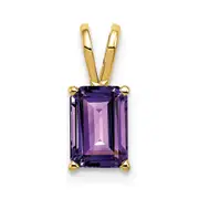 14K Yellow Gold 8x6mm Emerald Cut Amethyst pendant