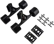 EVTSCAN 2pcs/Set 10.24in Skateboard Longboard Truck Combo Set with Wheel Riser Pad Bearing Hardware Accessory(黑轴黑轮)