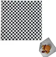 100 Sheets Black and White Checkered Dry Waxed Deli Paper Sheets, Grease Resistant Checkered ,Checkered Paper ,Deli Liner ,Checkered Paper Liners ,Checkered Basket Liners/Deli Paper (11.5''x11.5'')