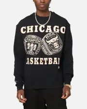 [MITCHELL & NESS] Mitchell & Ness Chicago Bulls Rings Crewneck Black - Size 2XL 2XL Black