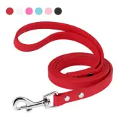 Leather Dog Lead Walking Leash 120cm Long with Soft Handle for Small Medium Dogs