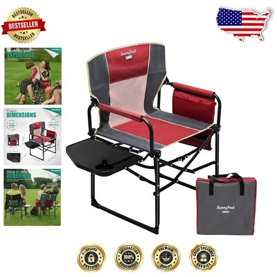 Comfortable Outdoor Directors Chair - Foldable with Armrest Table for Picnics