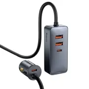 Baseus 120W 4-Port 2 USB + 2 Type-C Car Charger PPS PD QC3.0 FCP AFC Fast Charging 1.5m Long Cable