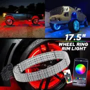Double Row LED Strips Wheel Ring Lights APP Bluetooth Color RGB Rim Light Kit ED