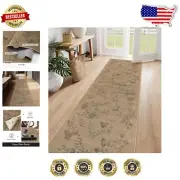 Chic Floral Pattern Easy Jute Hallway Runner Rug, 2'5'' x 8' for Farmhouse Style