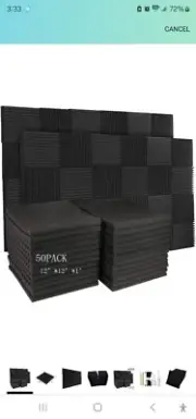 Burdurry 50 Pack Acoustic Panels Soundproof Studio Foam for Walls Sound Absor...