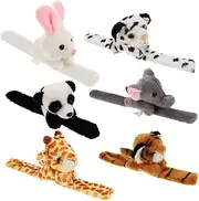 Totority 6pcs Jungle Theme Animal Slap Bracelets for Adorable Party Favors Easy to Wear for Birthdays Halloween More Comfortable Snap Bands with Smooth Texture