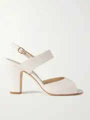 [Manolo Blahnik] Manolo Blahnik - Khiko 90 Leather-trimmed Canvas Slingback Sandals - Cream - IT43 IT43 Cream