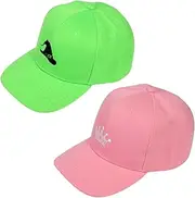 [AKAIXI] 2pcs Witch Baseball Hat Pink and Green Baseball Cap Adjustable Size Crown and Witch Baseball Hats for Women Men Witch Party Supplies Gift Cute Travel Sports Hats for Running Workouts, Pink and