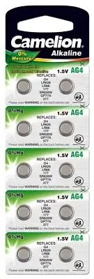 10 Pk Camelion AG4 LR626 377 376 G4A LR66 L626 GP7 Alkaline Alkaline Batteries