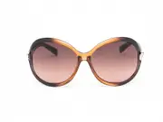 OPIUM Women's Retro Round Oversized Brown Orange Sunglasses Open Side Lens