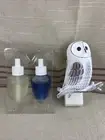 Bath & Body Works White Owl Wallflower Plug In Wooden Snowy Barn Owl + 2- Scents