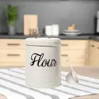 White Metal Food Flour Storage Tin Jar 5L Container Decor 6.7x8 inch Premium