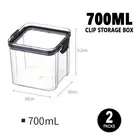 2x Clip Storage Box 700ML Airtight Food Container Kitchen Cereal Organiser Jar