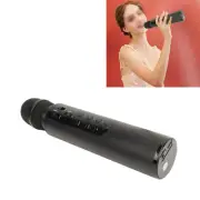 (Black)Wireless Capacitor Microphone Dual Speaker Karaoke Portable Microphon Dp