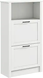 [HOMCOM] Shoe Cabinet, Freestanding Shoe Storage Cabinet Organizer with 2 Flip Drawers, Adjustable Shelves, and Open Compartment for Entryway Hallway, Holds 10 Pairs of Shoes