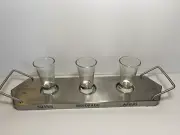 PATRON Tequila 3 Shot Flight Tasting Tray Set - Silver Reposado Anejo - Metal