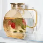 Glass Pitcher with Lids for Fridge Door, 2.5l/84oz Large Iced Tea Pitcher wit...
