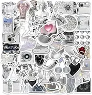 ZJSXINDI Stickers Aesthetic Waterproof Laptop Stickers Decals 66 Pcs for Water Bottle Laptop Computer Skateboard Bumper,Aesthetic Vsco Vinyl Stickers for Kids Teens Girls (Platinum)
