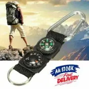 Multifunction Camping Carabiner Keychain Compass Thermometer Key 3 in 1 Portable