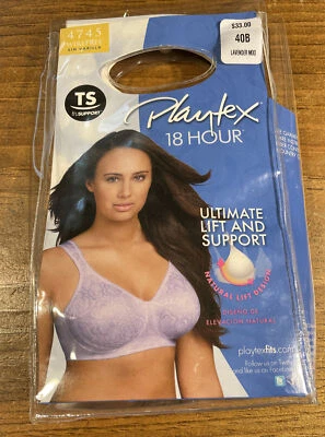 #1. New Playtex 18 Hour Bra Size 40 B Lavender Color