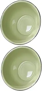 UTHCLO 2pcs Retro Enameled Bowls Vintage Style Kitchen Basins for Soup Dishes Fruits Antique Food Containers Easy to Clean Store for Home Use