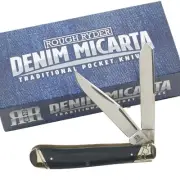Rough Ryder Denim Micarta Trapper Pocket Knife RR2182