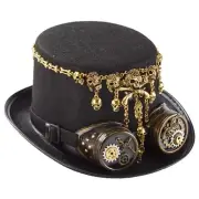 Victorian Retro Skeleton Goggles Steampunk Hat Gear&Chain Top Hat for Men Women