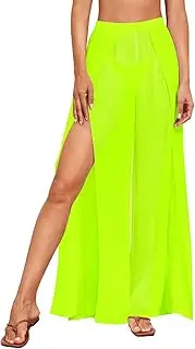 [Pinup Fashion] Cover Up Pants Swimwear Women High Split See Through Swimsuit Bikini Bottom Coverup Pants
