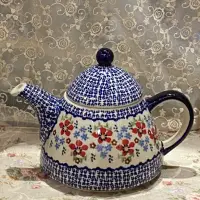 在飛比找蝦皮購物優惠-❤️波蘭陶彩繪花卉咖啡壺 花茶壺 下午茶茶壺 波蘭原裝進口 
