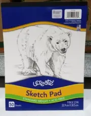 UCreate Sketch Pad, Standard Weight & Acid Free 9" x 12", 50 Sheets #U24