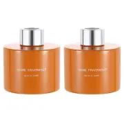 2pcs Empty Glass Diffuser Bottle 140ml/4.7oz Fragrance Accessories Orange Silver