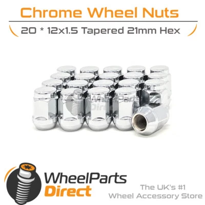Wheel Nuts (20) 12x1.5 Chrome for Mazda MX-30 20-22 on Original Wheels