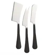 Simon Pearce Woodbury 3 Piece Black Cheese Knife Set in Gift Box BRAND NEW